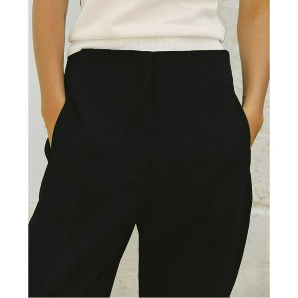 Zara Black Soft Ankle Flat Front‎ Pockets Business Casual Pants Size Large - Picture 5 of 16